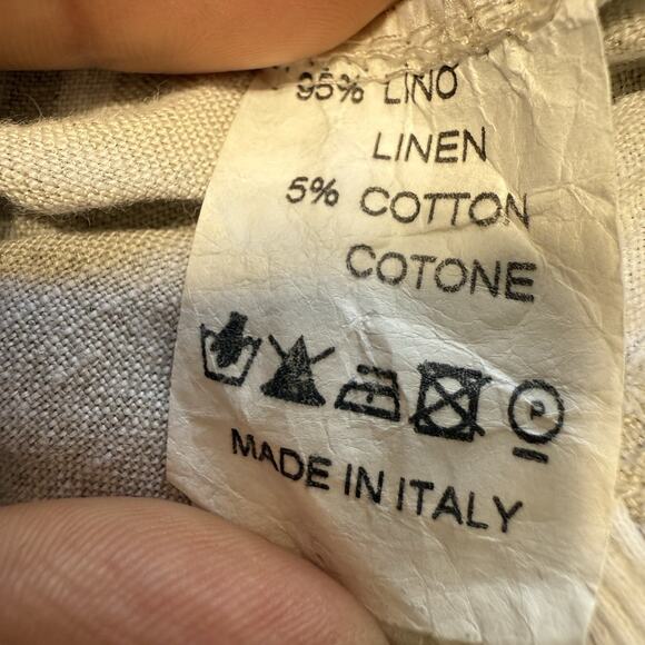 Inizio Women Linen Blend Pull On Pants Wide Leg Beige Lagenlook Italy Minimalist - Picture 10 of 11